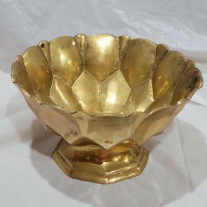 Vintage Tibetan Lotus Offering Bowl Solid Brass